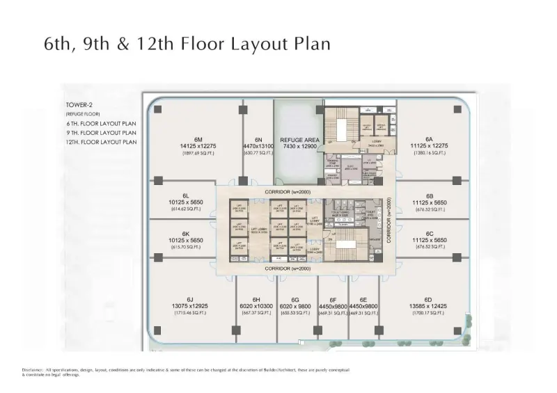 Exotica 132 Tower 2 – 6th, 9th and 12th floor layout plan